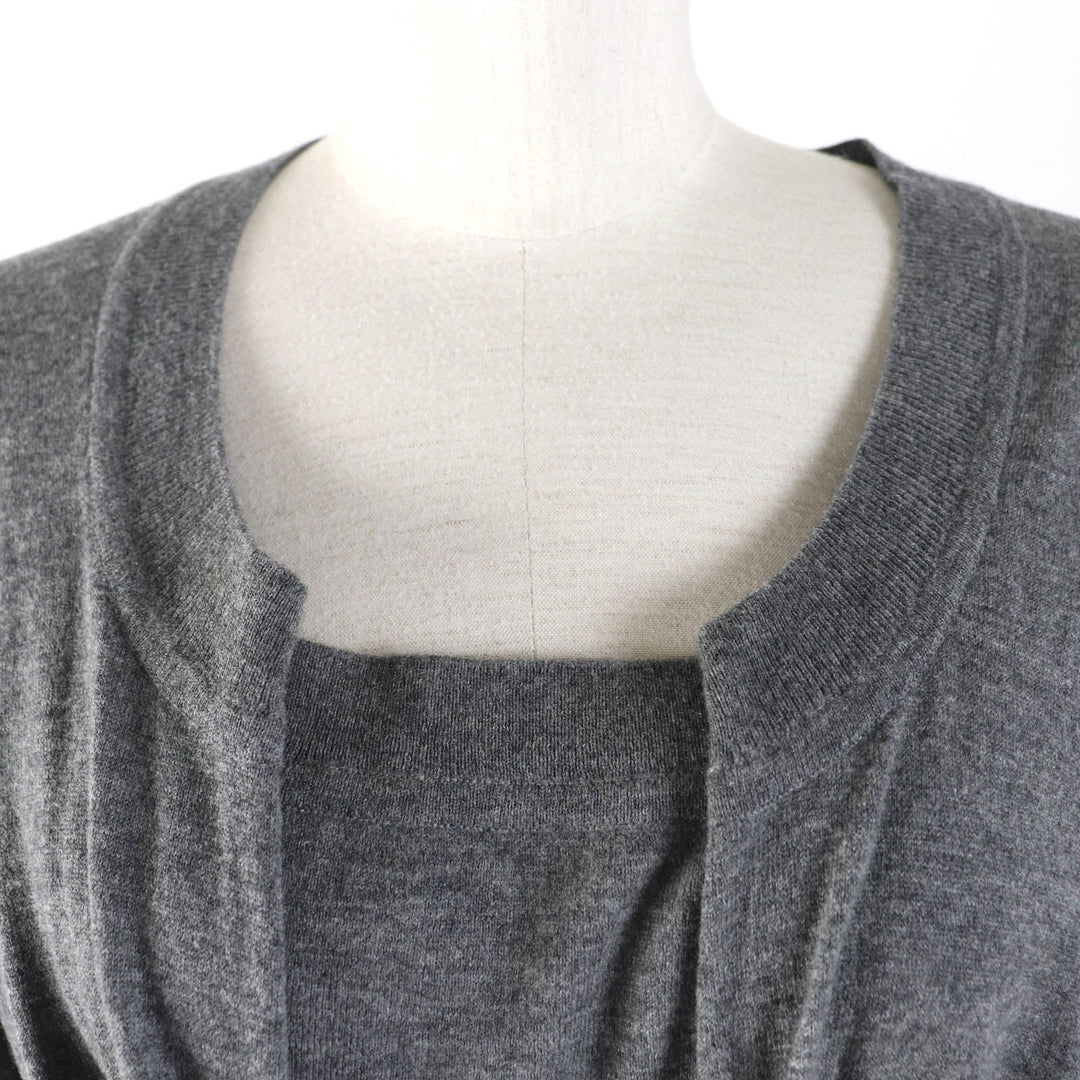 HERMES one piece Main: 100% wool gray Women 36 Used Authentic