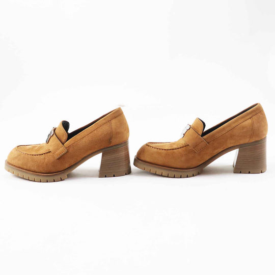 HERMES pumps 222061 Main: Suede leather Camel Women 36 Used Authentic