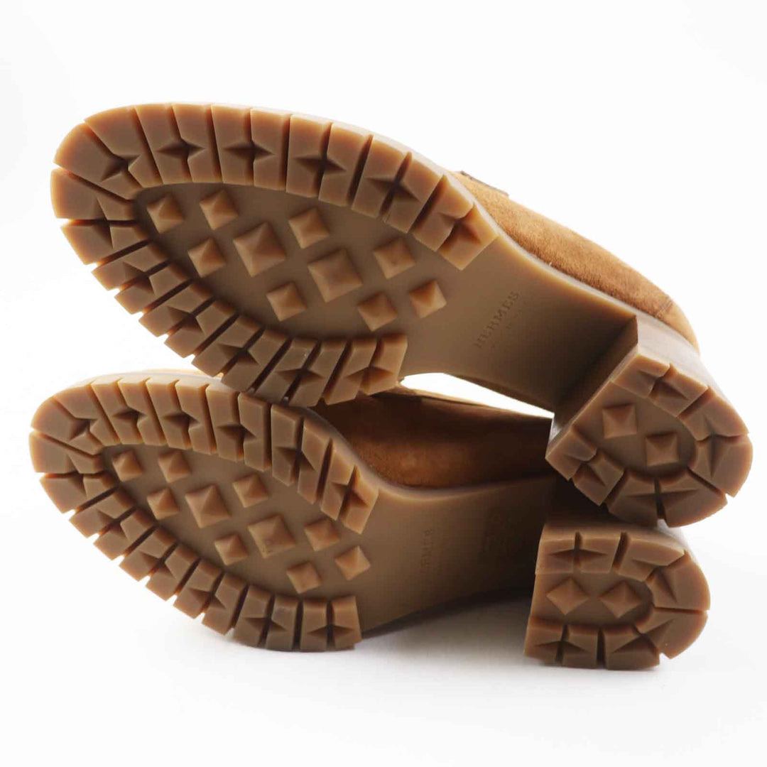 HERMES pumps 222061 Main: Suede leather Camel Women 36 Used Authentic