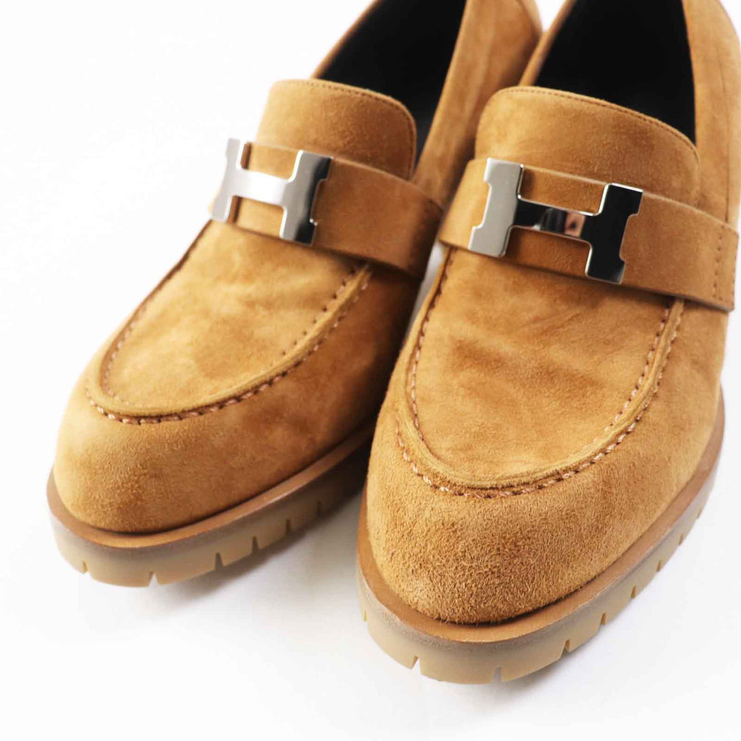 HERMES pumps 222061 Main: Suede leather Camel Women 36 Used Authentic