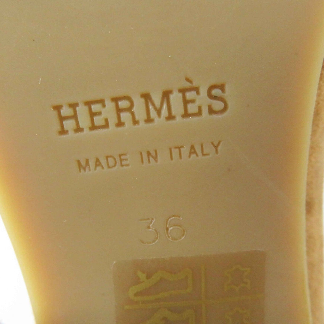 HERMES pumps 222061 Main: Suede leather Camel Women 36 Used Authentic