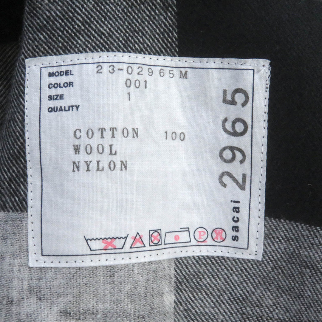 Sacai coat 23-02965M Main: 100% cotton, Part: 90% wool, Part: 10% nylon, Outer: 100% cotton, Lining: 90% wool charcoal mens 1 Used Authentic