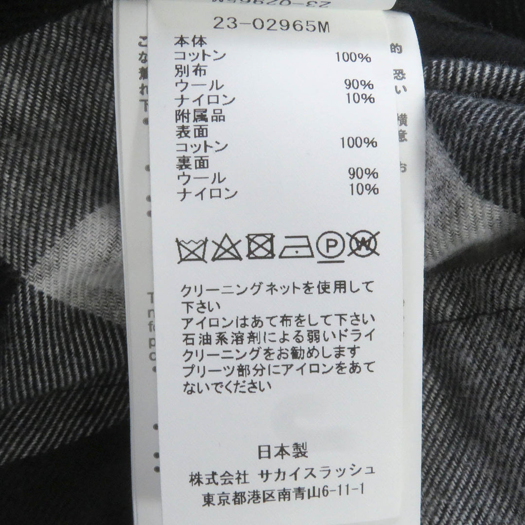 Sacai coat 23-02965M Main: 100% cotton, Part: 90% wool, Part: 10% nylon, Outer: 100% cotton, Lining: 90% wool charcoal mens 1 Used Authentic