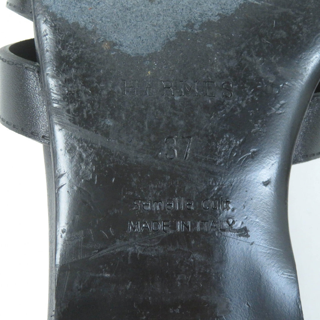 HERMES Sandals H241101Z Main: Leather black Indigo Women 37 Used Authentic