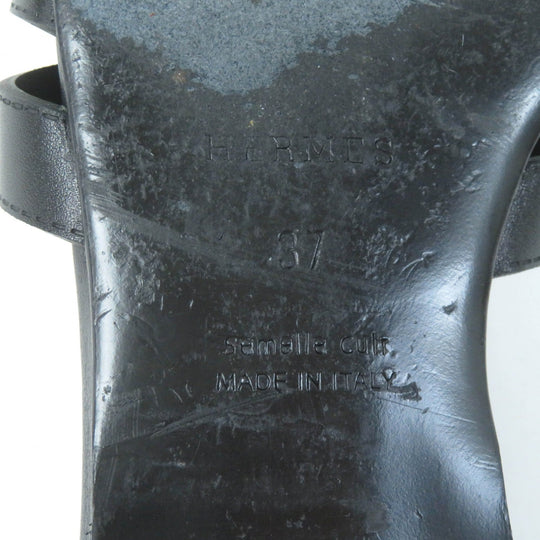 HERMES Sandals H241101Z Main: Leather black Indigo Women 37 Used Authentic