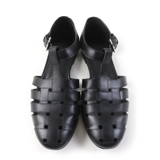 HERMES Sandals H241101Z Main: Leather black Indigo Women 37 Used Authentic