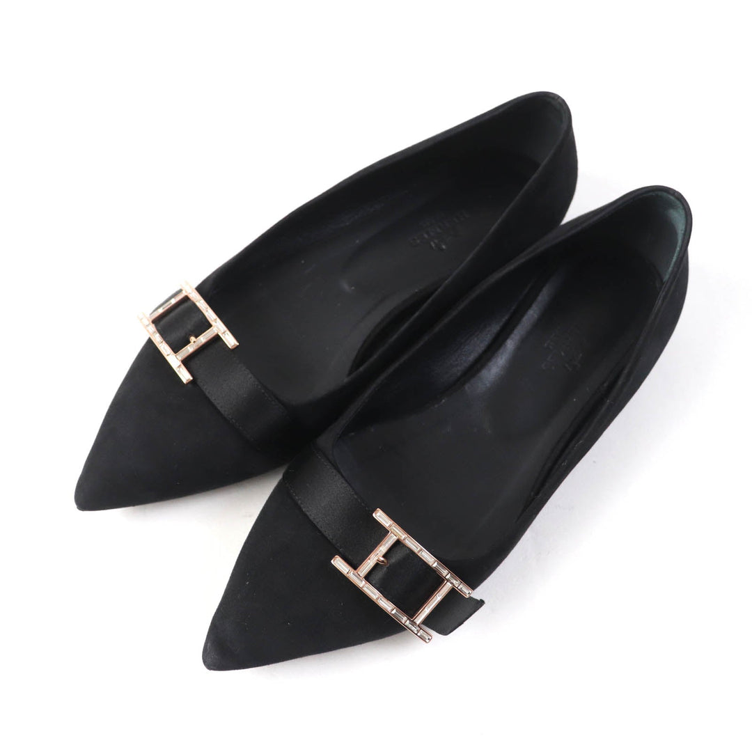 HERMES pumps 212136 Main: Suede leather black Women 36 Used Authentic
