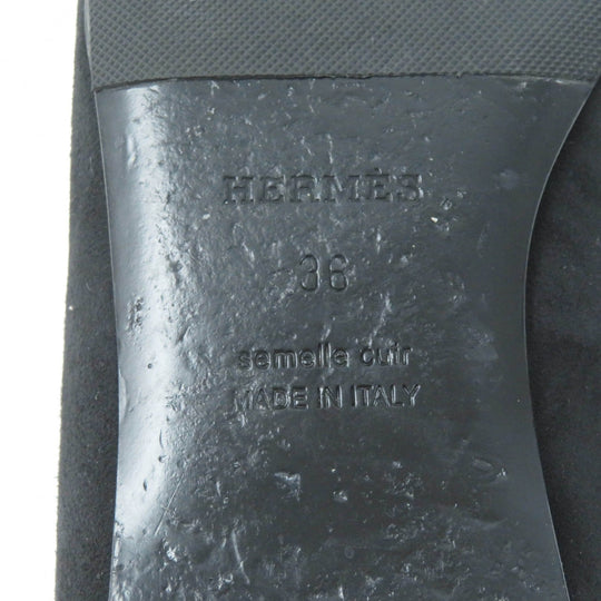 HERMES pumps 212136 Main: Suede leather black Women 36 Used Authentic