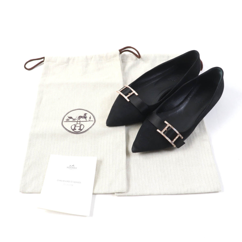 HERMES pumps 212136 Main: Suede leather black Women 36 Used Authentic
