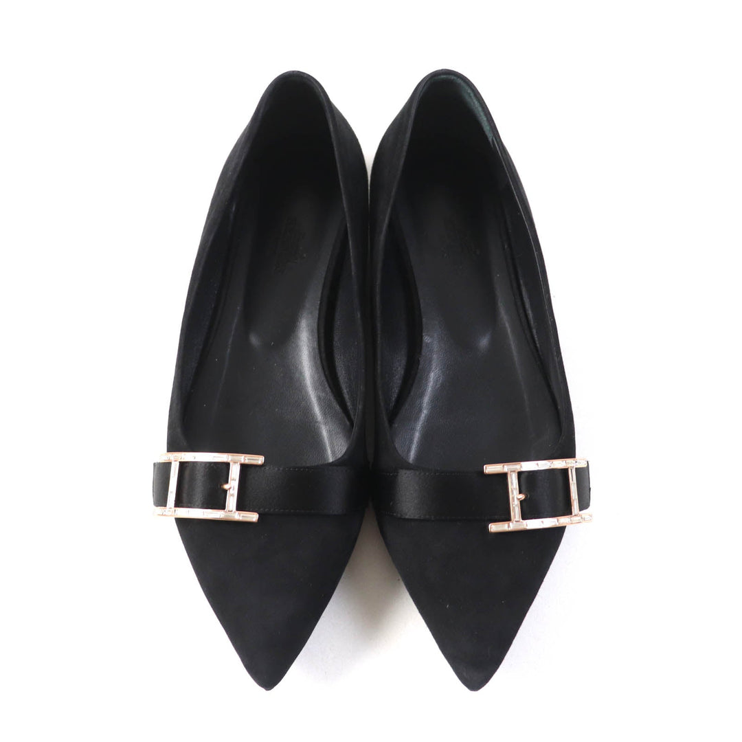 HERMES pumps 212136 Main: Suede leather black Women 36 Used Authentic