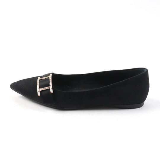 HERMES pumps 212136 Main: Suede leather black Women 36 Used Authentic