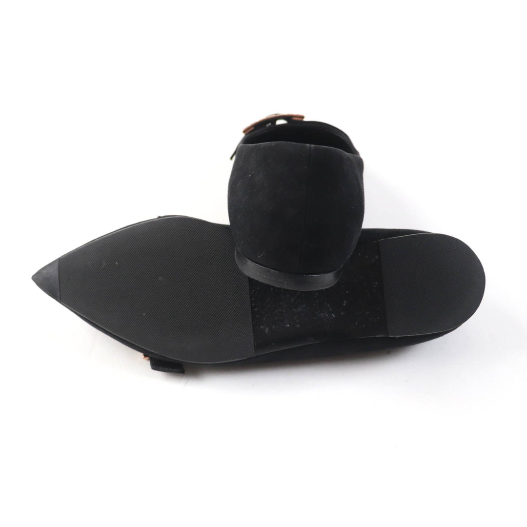 HERMES pumps 212136 Main: Suede leather black Women 36 Used Authentic