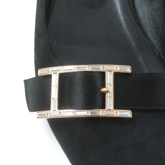 HERMES pumps 212136 Main: Suede leather black Women 36 Used Authentic