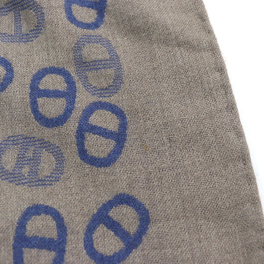 HERMES Scarf Main: 70% cashmere, Main: 30% silk Blue Light Brown mens Used Authentic