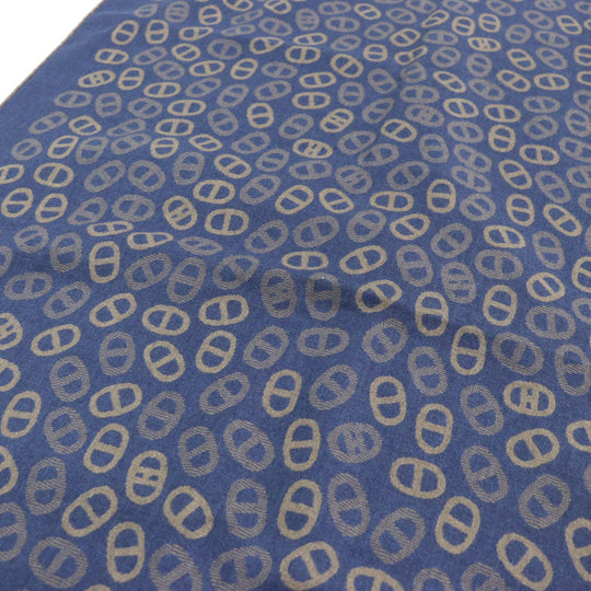 HERMES Scarf Main: 70% cashmere, Main: 30% silk Blue Light Brown mens Used Authentic