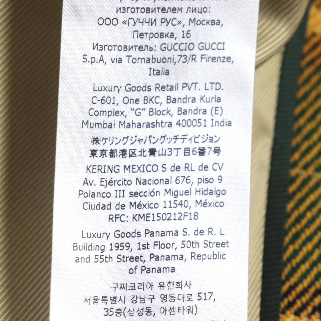 GUCCI Riders jacket 710795 Outer: 88% wool, Outer: 10% nylon, Outer: 2% rayon, Lining: 100% rayon, Sleeve lining: 100% cupra yellow-green METAMORFOSI mens 46 Used Authentic