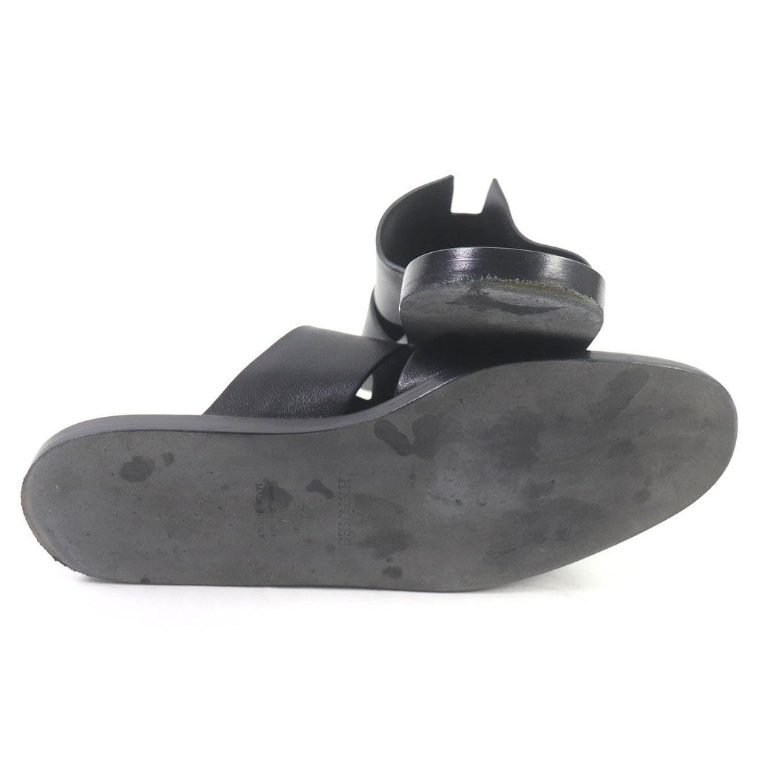 HERMES Sandals Main: Leather black mens 43 Used Authentic