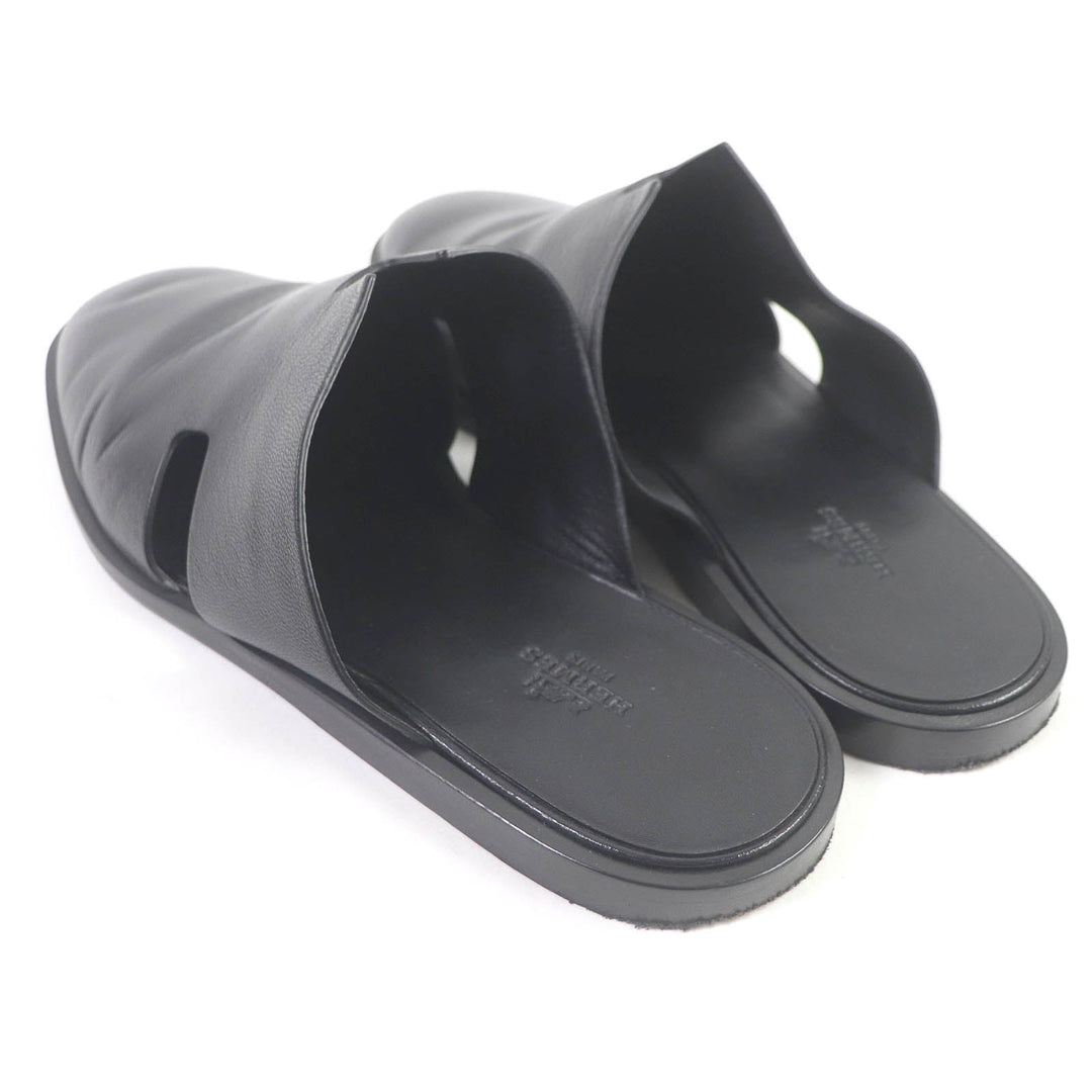 HERMES Sandals Main: Leather black mens 43 Used Authentic