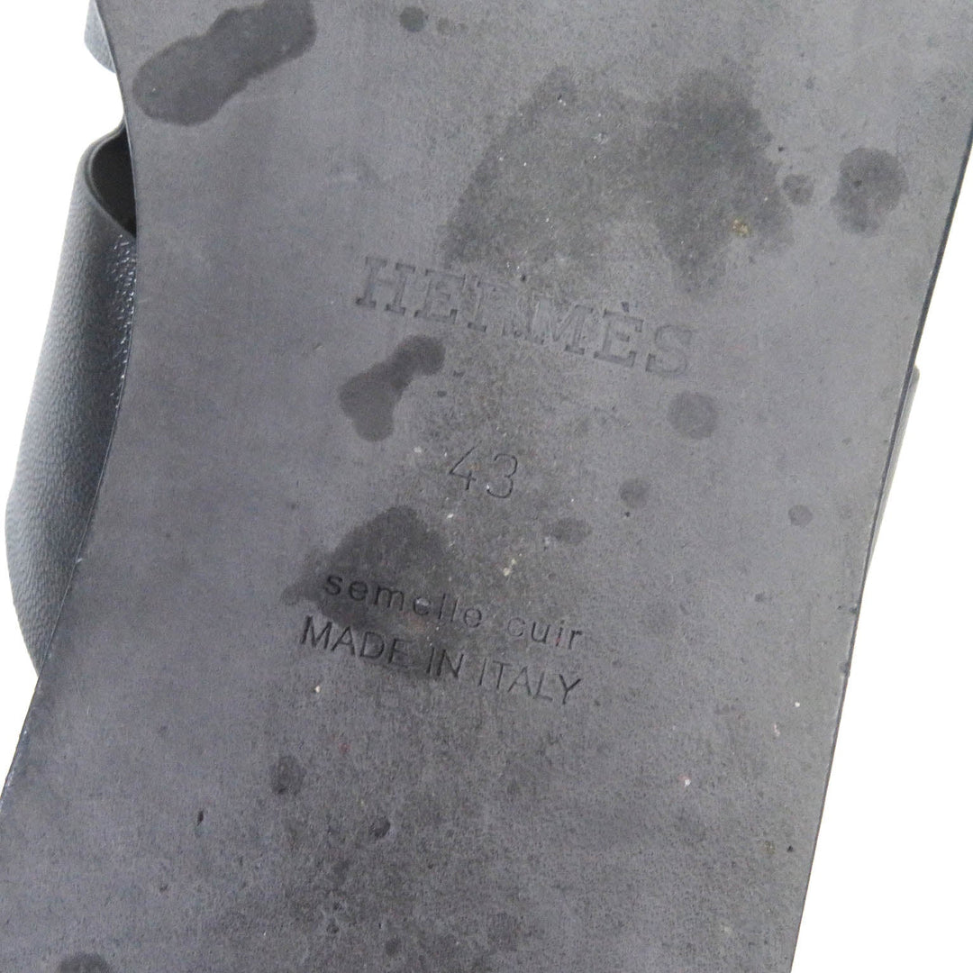 HERMES Sandals Main: Leather black mens 43 Used Authentic