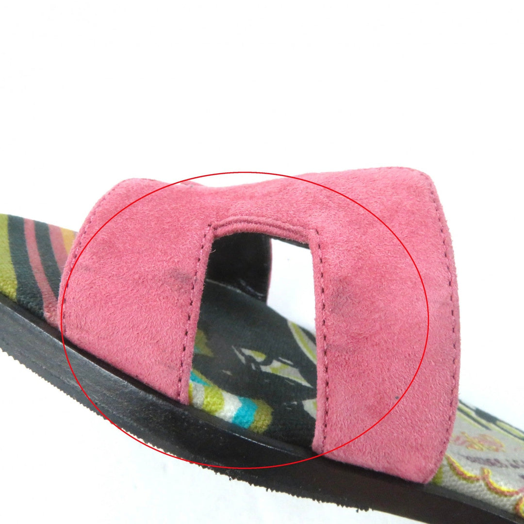 HERMES Sandals Main: Suede leather pink Oran Women 36 Used Authentic
