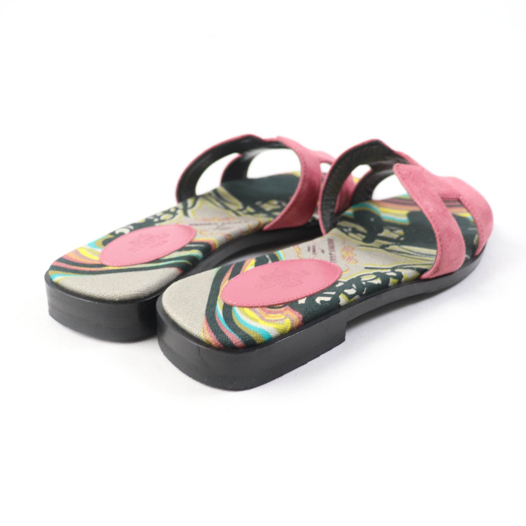 HERMES Sandals Main: Suede leather pink Oran Women 36 Used Authentic
