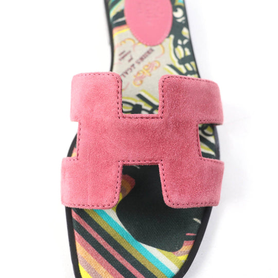 HERMES Sandals Main: Suede leather pink Oran Women 36 Used Authentic