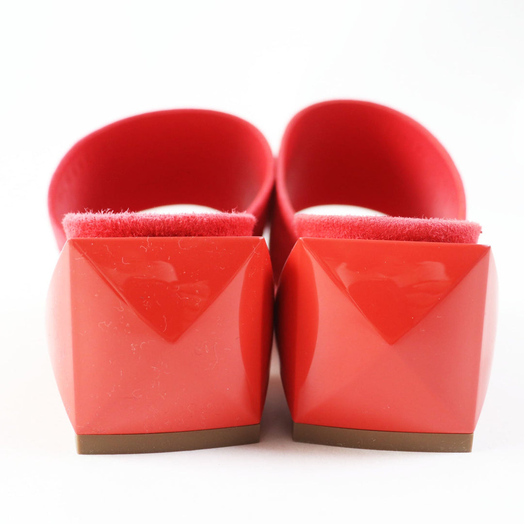 HERMES Sandals 211060Z Main: Suede leather Rouge Corazon Cornelia Women 35 1/2 Used Authentic