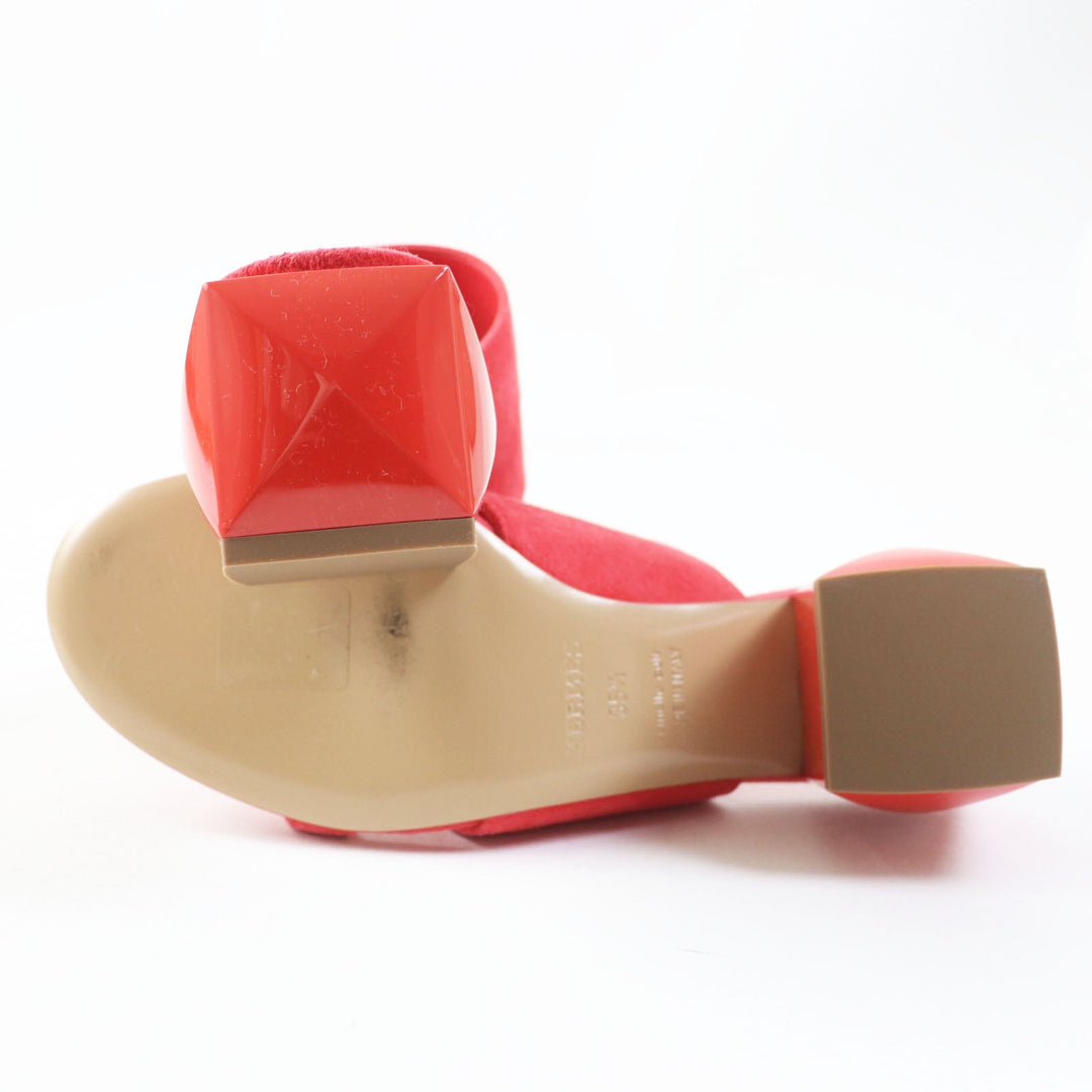 HERMES Sandals 211060Z Main: Suede leather Rouge Corazon Cornelia Women 35 1/2 Used Authentic