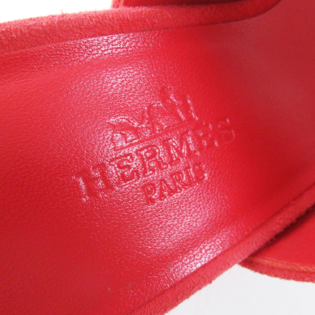 HERMES Sandals 211060Z Main: Suede leather Rouge Corazon Cornelia Women 35 1/2 Used Authentic