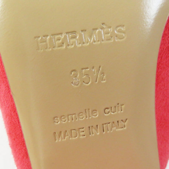 HERMES Sandals 211060Z Main: Suede leather Rouge Corazon Cornelia Women 35 1/2 Used Authentic