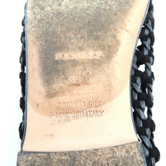 HERMES pumps Main: Leather, Part: Suede leather black Minoruk Women 36 1/2 Used Authentic