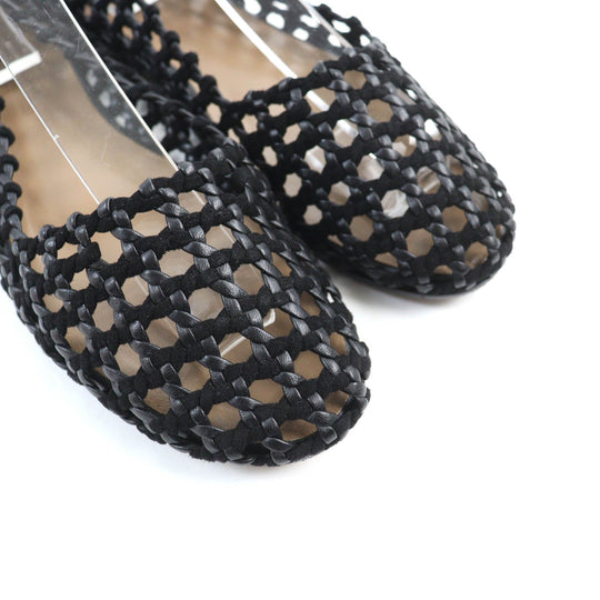 HERMES pumps Main: Leather, Part: Suede leather black Minoruk Women 36 1/2 Used Authentic