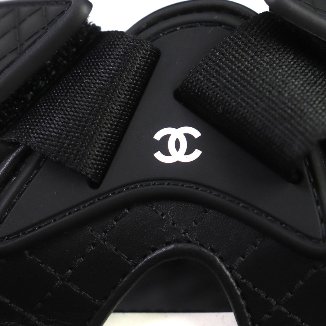 CHANEL Sandals G45084 Main: Leather, Main: Rubber, Main: Nylon black Velcro mens 43 Used Authentic