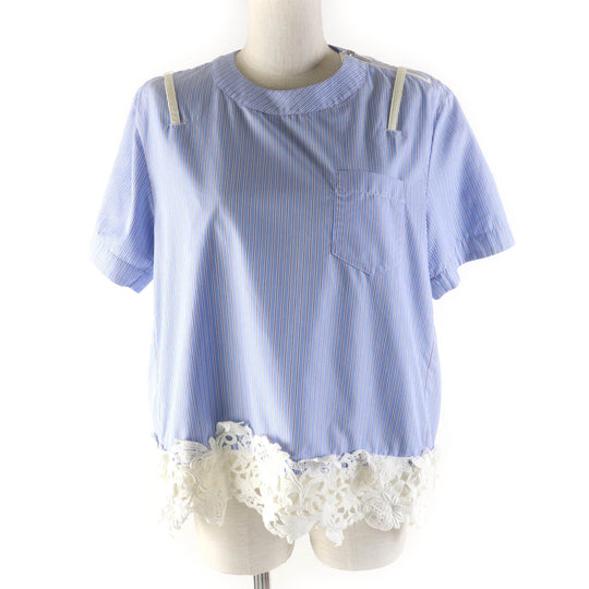 Sacai Cut 21-05596 Main: 79% cotton, Main: 21% polyester, Part: 100% polyester, Part: 100% cotton Light blue white Women 1 Used Authentic