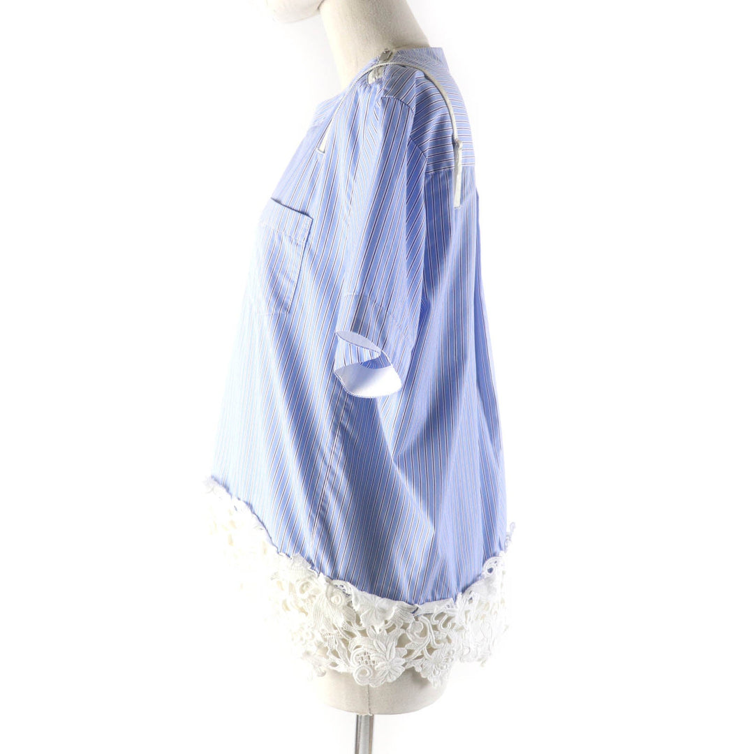 Sacai Cut 21-05596 Main: 79% cotton, Main: 21% polyester, Part: 100% polyester, Part: 100% cotton Light blue white Women 1 Used Authentic