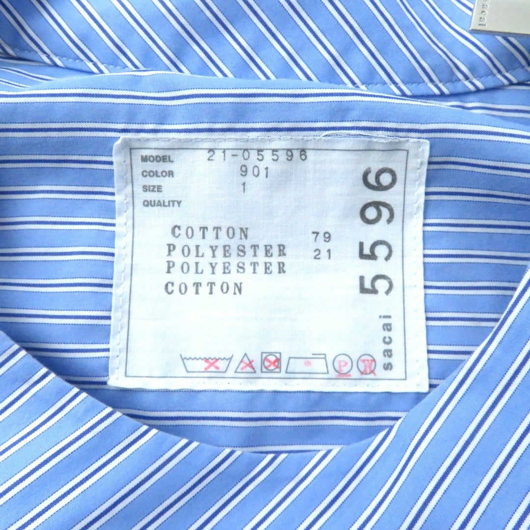 Sacai Cut 21-05596 Main: 79% cotton, Main: 21% polyester, Part: 100% polyester, Part: 100% cotton Light blue white Women 1 Used Authentic