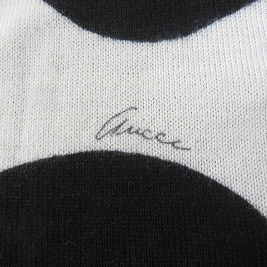 GUCCI Short sleeve knit 229111 Main: 100% cashmere Black Ivory Women S Used Authentic