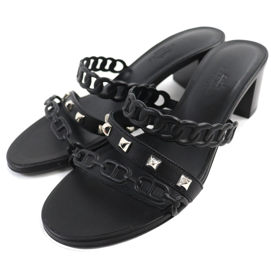 HERMES Sandals 201068Z Main: Leather black Agiaccio Women 36 Used Authentic