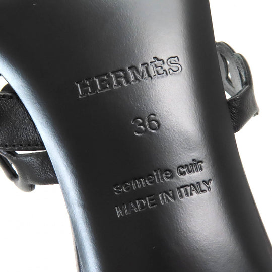 HERMES Sandals 201068Z Main: Leather black Agiaccio Women 36 Used Authentic