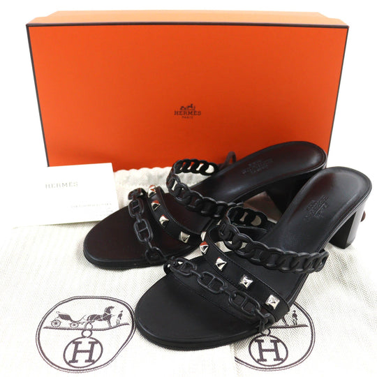 HERMES Sandals 201068Z Main: Leather black Agiaccio Women 36 Used Authentic