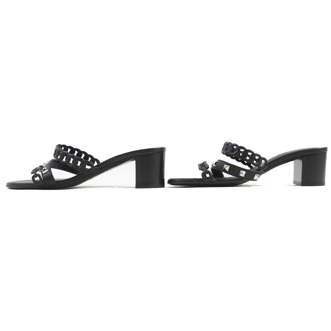 HERMES Sandals 201068Z Main: Leather black Agiaccio Women 36 Used Authentic