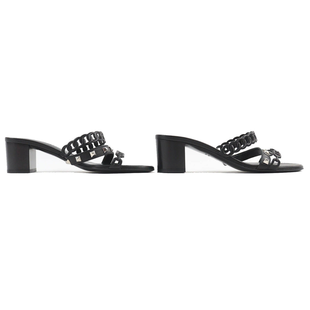 HERMES Sandals 201068Z Main: Leather black Agiaccio Women 36 Used Authentic