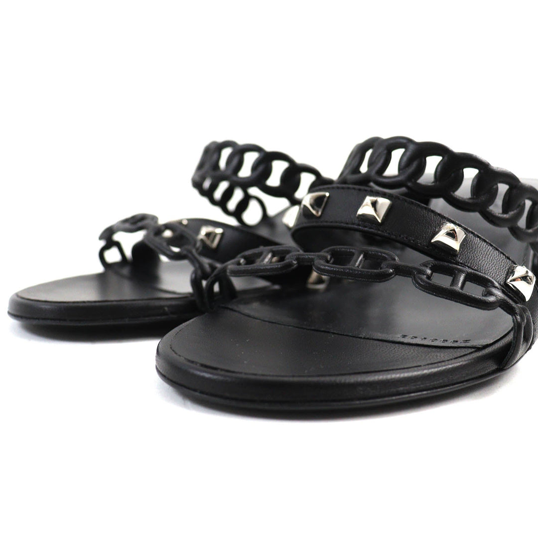 HERMES Sandals 201068Z Main: Leather black Agiaccio Women 36 Used Authentic