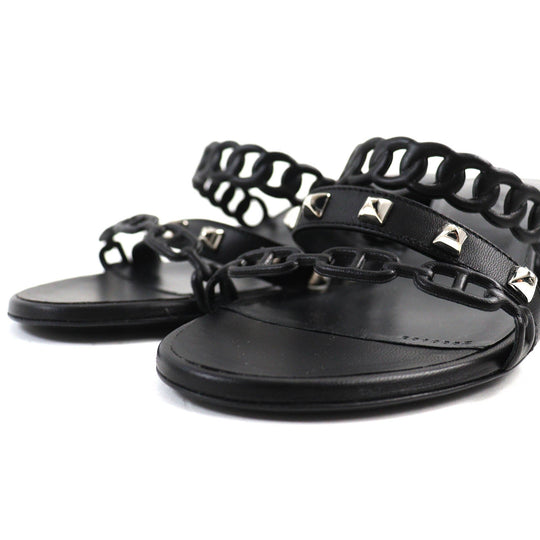 HERMES Sandals 201068Z Main: Leather black Agiaccio Women 36 Used Authentic