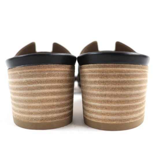 HERMES Sandals 071002Z Main: Leather black Oasis Women 35 1/2 Used Authentic