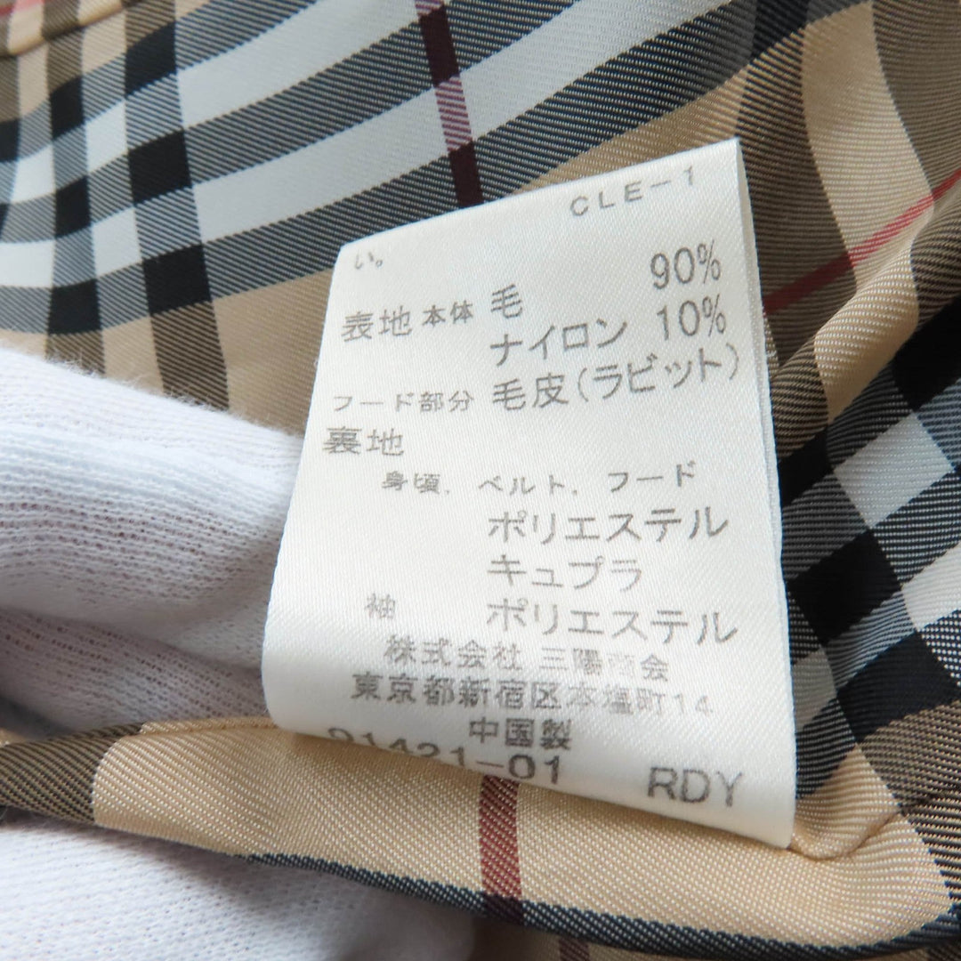 BURBERRY BLUE LABEL coat FNF26-815-09 Outer: 90% wool, Outer: 10% nylon, Part: rabbit, Lining: polyester, Lining: cupra black Women 38 Used Authentic