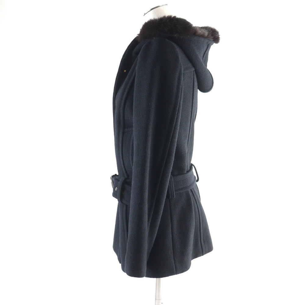 BURBERRY BLUE LABEL coat FNF26-815-09 Outer: 90% wool, Outer: 10% nylon, Part: rabbit, Lining: polyester, Lining: cupra black Women 38 Used Authentic