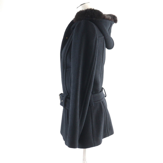 BURBERRY BLUE LABEL coat FNF26-815-09 Outer: 90% wool, Outer: 10% nylon, Part: rabbit, Lining: polyester, Lining: cupra black Women 38 Used Authentic