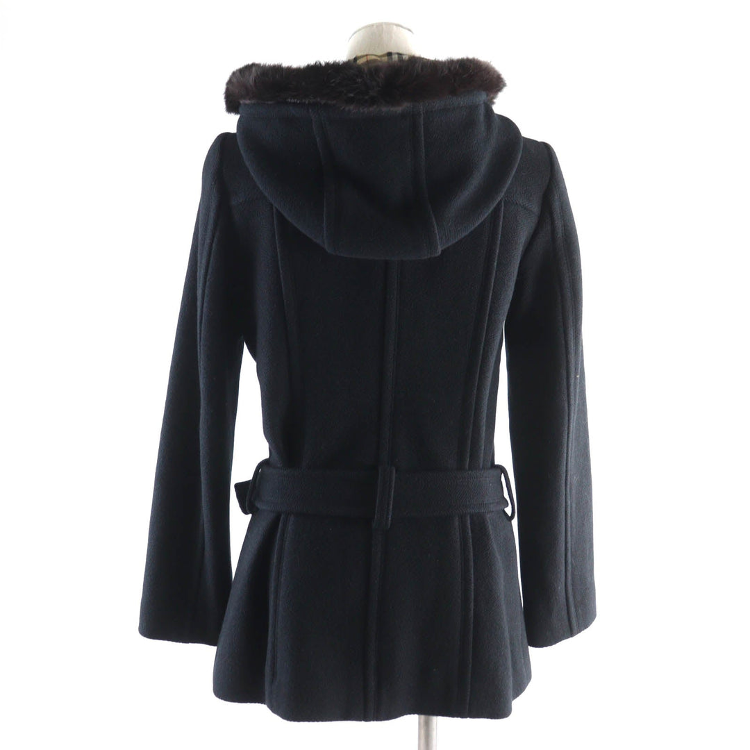 BURBERRY BLUE LABEL coat FNF26-815-09 Outer: 90% wool, Outer: 10% nylon, Part: rabbit, Lining: polyester, Lining: cupra black Women 38 Used Authentic