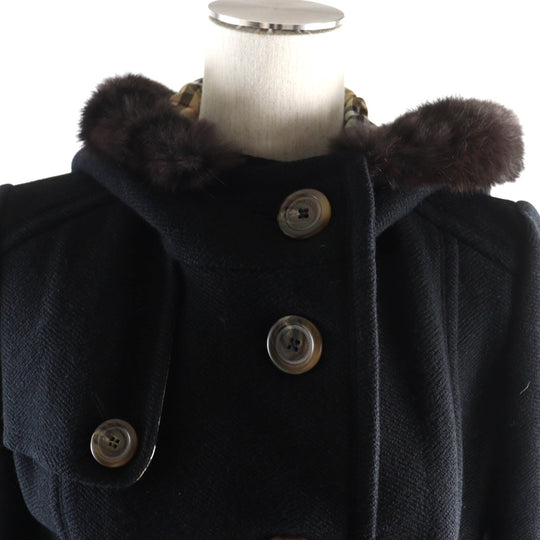 BURBERRY BLUE LABEL coat FNF26-815-09 Outer: 90% wool, Outer: 10% nylon, Part: rabbit, Lining: polyester, Lining: cupra black Women 38 Used Authentic